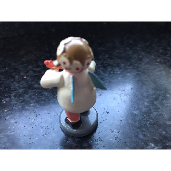 Vtg Christmas Wooden Music Angel Playing The Mandolin Erzgebirge Made In Germany - Picture 3 of 7